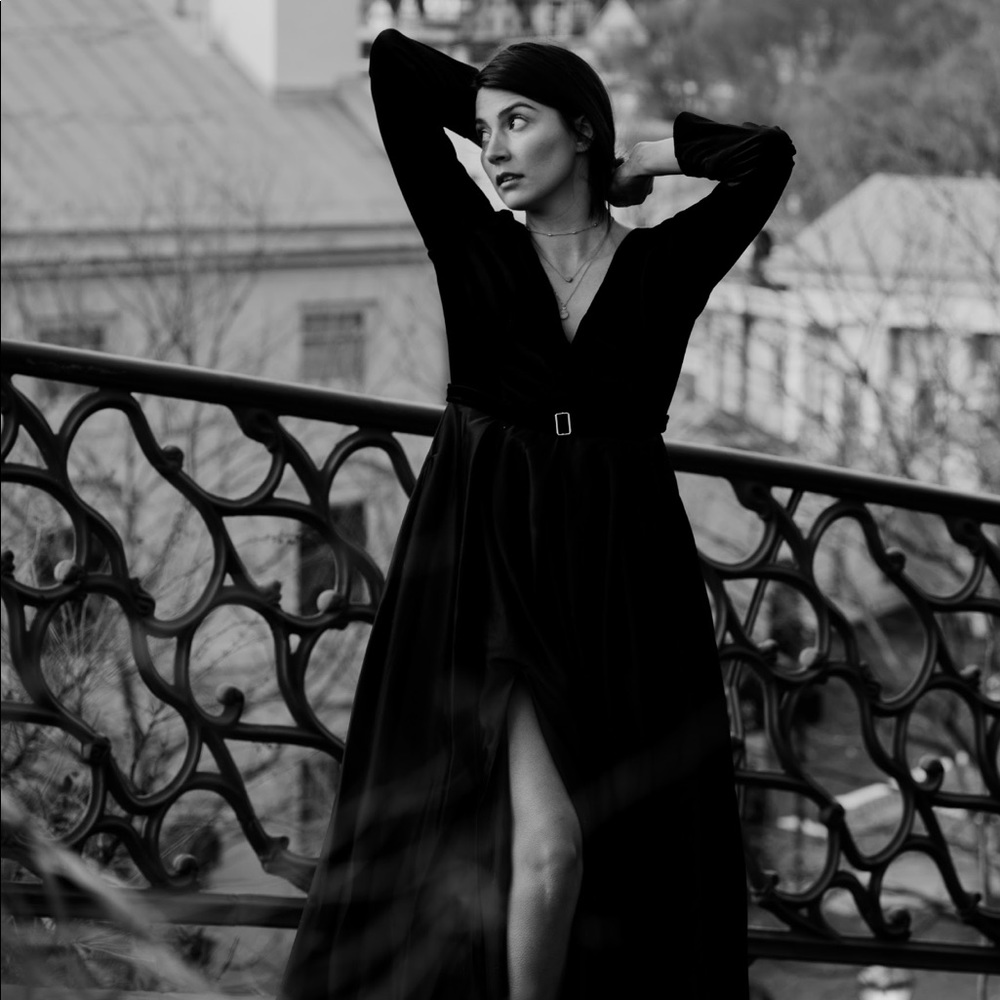 Black formal dress velvet long sleeve top